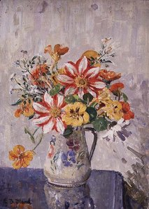Stilleven met bloemen in een kruik