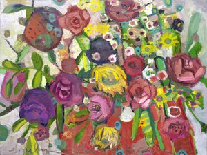 in het echt, 2023 (olieverf op doek) door Emily Fox King