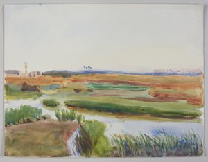 Landschap met stroom, Caïro