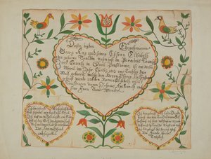 Fraktur - Geboorte- en doopcertificaat door Emma M. Krumrine