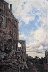Mont Saint-Michel. Westelijke poort naar de Barbican bij Châtelet door Emmanuel Lansyer