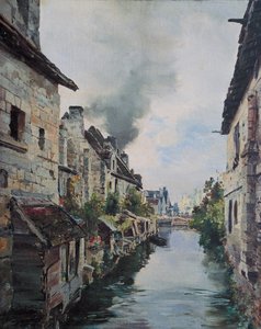 Het Beaulieu-kanaal, uitzicht op de brug op de weg van Loches naar Beaulieu. 1891