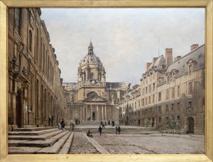 Uitzicht op de binnenplaats van de oude Sorbonne in 1886 door Emmanuel Lansyer