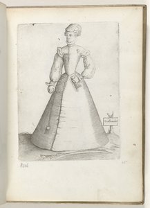 Een getrouwde vrouw uit Frankrijk, gekleed volgens de mode van ca. 1550