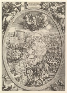 De Slag bij Mühlberg met het leger van Karel V dat de Elbe oversteekt, 1551