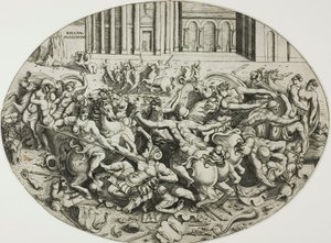 De strijd van de Amazonen door Enea Vico