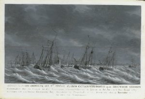 De Bataafse vloot bij Veere, 1800 door Engel Hoogerheyden