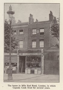 88 Mile End Road, Londen, huis waar de Engelse ontdekkingsreiziger kapitein James Cook woonde van 1764 tot zijn dood door English Photographer