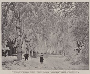 Een Canadees winters tafereel, West Avenue, Hamilton, na een sneeuwstorm