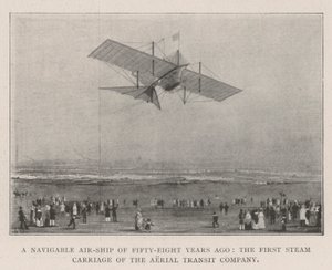Een Beweegbaar Luchtschip van Achtenvijftig Jaar Geleden, de Eerste Stoomwagen van de Aerial Transit Company door English Photographer