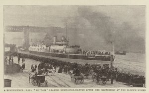 Een herinnering, HMS Victoria verlaat Newcastle-on-Tyne na haar voltooiing bij de Elswick Works