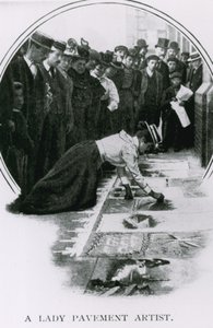 Een dame stoepkunstenaar rond de tijd van de kroning van Edward VII