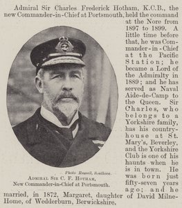 Admiraal Sir C F Hotham, nieuwe opperbevelhebber in Portsmouth