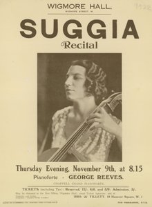Advertentie voor een Suggia recital in Wigmore Hall door English Photographer