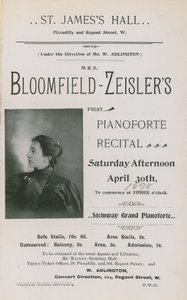 Advertentie voor een concert door Fannie Bloomfield-Zeisler