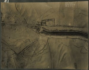 Luchtfoto met loopgraven uit de Eerste Wereldoorlog, 1917