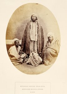 Afghaanse paardenhandelaren, Soonnee Moslims, Sind, uit The People of India, door J. Forbes Watson, uitgegeven 1868 door English Photographer