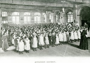 Middagvergadering, ca. 1900 (zwart-wit foto) door English Photographer