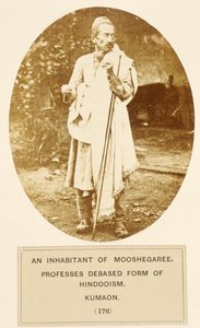 Een inwoner van Mooshegaree, belijdt een verlaagde vorm van Hindoeïsme, Kumaon, uit Het Volk van India, door J. Forbes Watson, gepubliceerd 1868 door English Photographer