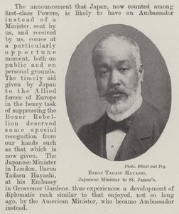 Baron Tadasu Hayashi, Japanse minister in St. James door English Photographer