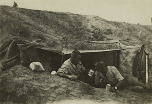 Britse soldaten buiten dienst in een kamp in Tel-el-Jemi, Palestina, oktober 1917