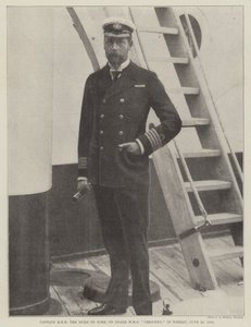 Kapitein ZKH de Hertog van York aan boord van HMS Crescent, in Torbay, 25 juni 1898 door English Photographer