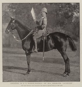 Kolonel R S S Baden-Powell op zijn paard Aconite door English Photographer