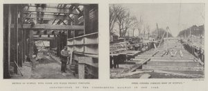De bouw van de ondergrondse spoorweg in New York