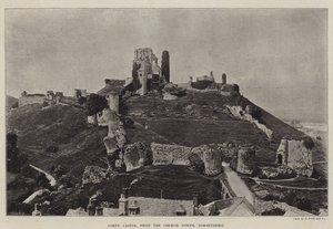 Kasteel Corfe, vanaf de kerktoren, Dorsetshire door English Photographer