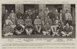 Cricket in India, de Teams die het Bombay Voorzitterschap en de Bombay Parsees vertegenwoordigen in de Voorzitterschapswedstrijd door English Photographer