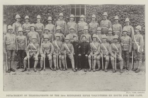 Detachement telegrafisten van de 24e Middlesex Rifle Volunteers op weg naar de Kaap