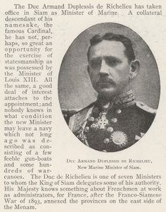 Hertog Armand Duplessis de Richelieu, Nieuwe Marineminister van Siam door English Photographer