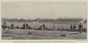 Engelse cricketspelers in Australië, het Adelaide Cricket Oval, het Engelse team in het veld door English Photographer