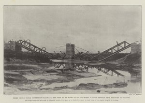 Frere Bridge, Natal Government Railways, de eerste die werd opgeblazen door de Boeren tijdens hun terugtocht van Estcourt naar Colenso door English Photographer