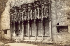 Furness Abbey, Sedilia (zwart-wit foto) door English Photographer