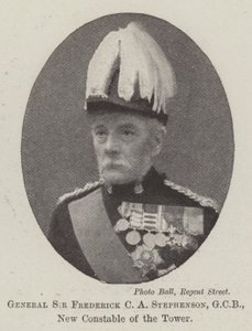Generaal Sir Frederick C A Stephenson, GCB, Nieuwe Constable van de Toren door English Photographer