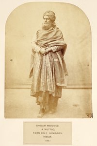 Gholam Mahomed, een Wuttoo, voorheen Hindoes, Hissar, uit Het Volk van India, door J. Forbes Watson, gepubliceerd 1868