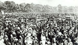 Grote demonstratie voor vrouwenkiesrecht in Hyde Park, 21 juni 1908