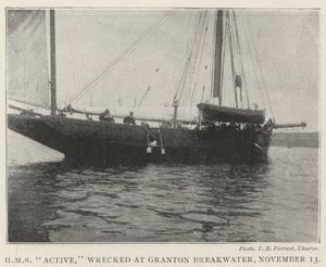 HMS Active, gestrand bij Granton Breakwater, 13 november door English Photographer