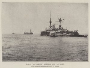 HMS Victorious aan de grond bij Port Said door English Photographer