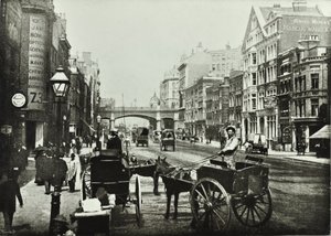 Holborn Viaduct, Farringdon Street, kijkend naar het noorden, City of London, 1890