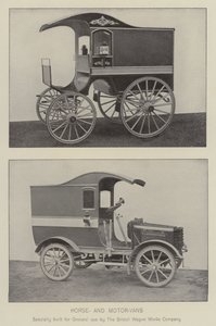 Paard en motorwagens (zwart-wit foto) door English Photographer
