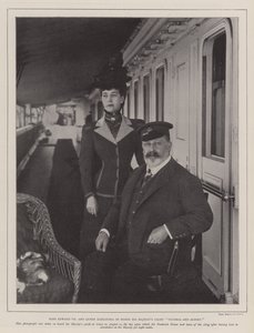 Koning Edward VII en koningin Alexandra aan boord van het jacht Victoria en Albert van Zijne Majesteit door English Photographer