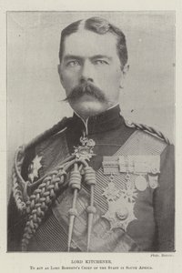 Lord Kitchener, om op te treden als Chef van de Staf van Lord Roberts in Zuid-Afrika door English Photographer