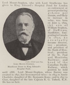 Lord Mount-Stephen, Gulle Donateur aan het King Edwards Hospital Fund