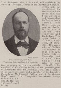 Lord Tennyson, KCMG, Tijdelijk Gouverneur-Generaal van Australië door English Photographer