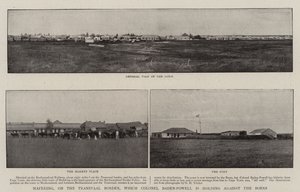 Mafeking, aan de Transvaalse grens, die kolonel Baden-Powell tegen de Boeren verdedigt door English Photographer