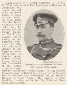 Generaal-majoor Sir Herbert Chermside, nieuwe gouverneur van Queensland door English Photographer