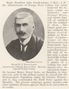 Majoor H J Goold-Adams, beheerder van de Oranje Rivier Kolonie, recentelijk vluchtelingenkampen geïnspecteerd