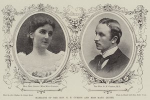 Huwelijk van de Eerwaarde G N Curzon en Miss Mary Leiter door English Photographer